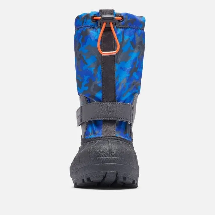 Columbia Big Kids Powderbug Forty Print Boot - Shark, Tangy Orange