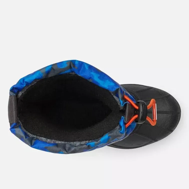 Columbia Big Kids Powderbug Forty Print Boot - Shark, Tangy Orange