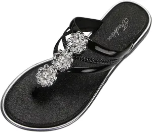 Cool Slippers Female Soft Soled Non Slip Wear Resisting Flat Beach Flops Lady Memory Foam Sandals for Women Wide Width