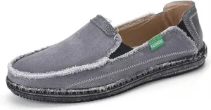 Denim Cloth Washed Loafers for Men's Vintage Slip On Round top Lightweight Casual Shoes Low Top WearResistant Elastic Band Walking Flat Slippers