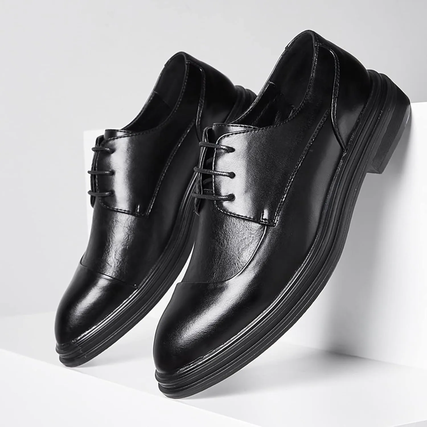 Dress Shoes Men Loafers Men's Business Attire Casual Shoes British Pointed Solid Color Formal Dress Shoes for Men Black