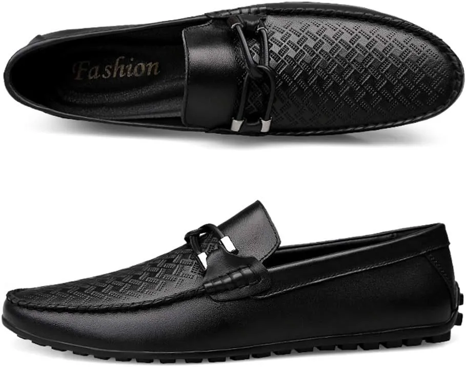Driving Loafer for Men Boat Moccasins Slip On Style OX Leather Classic Embossed Texture(Conventional Optional)