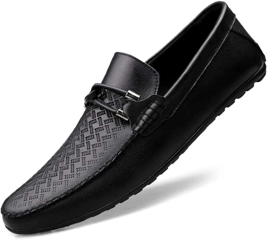 Driving Loafer for Men Boat Moccasins Slip On Style OX Leather Classic Embossed Texture(Conventional Optional)