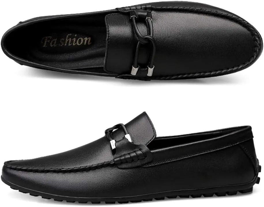 Driving Loafer for Men Boat Moccasins Slip On Style OX Leather Classic Embossed Texture(Conventional Optional)