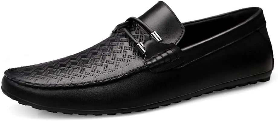 Driving Loafer for Men Boat Moccasins Slip On Style OX Leather Classic Embossed Texture(Conventional Optional)