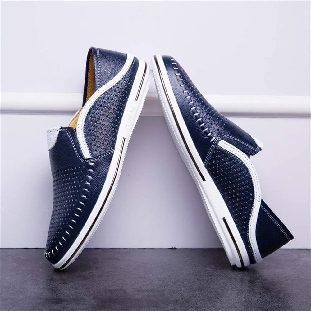 Driving Loafer for Men Boat Moccasins Slip On Style OX Leather Lightweight Breathable Hollow Vamp