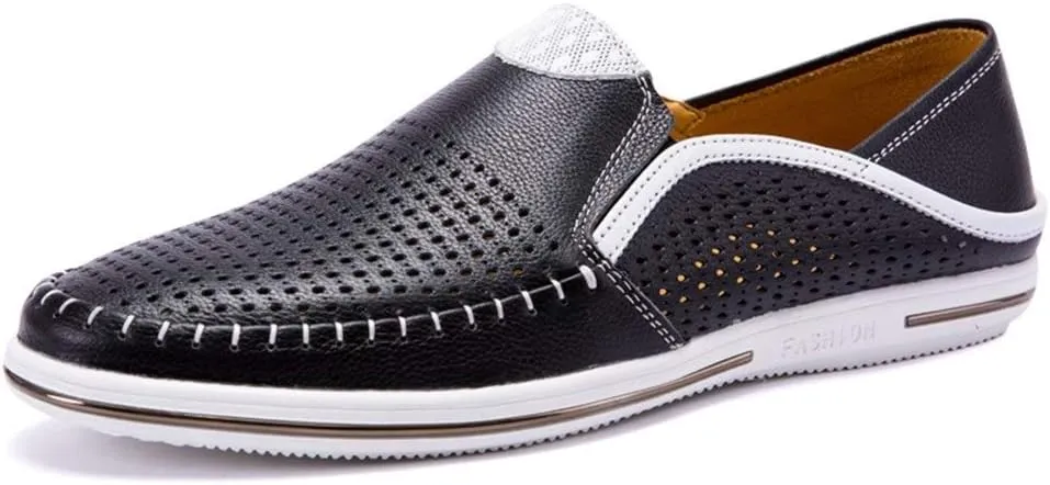 Driving Loafer for Men Boat Moccasins Slip On Style OX Leather Lightweight Breathable Hollow Vamp