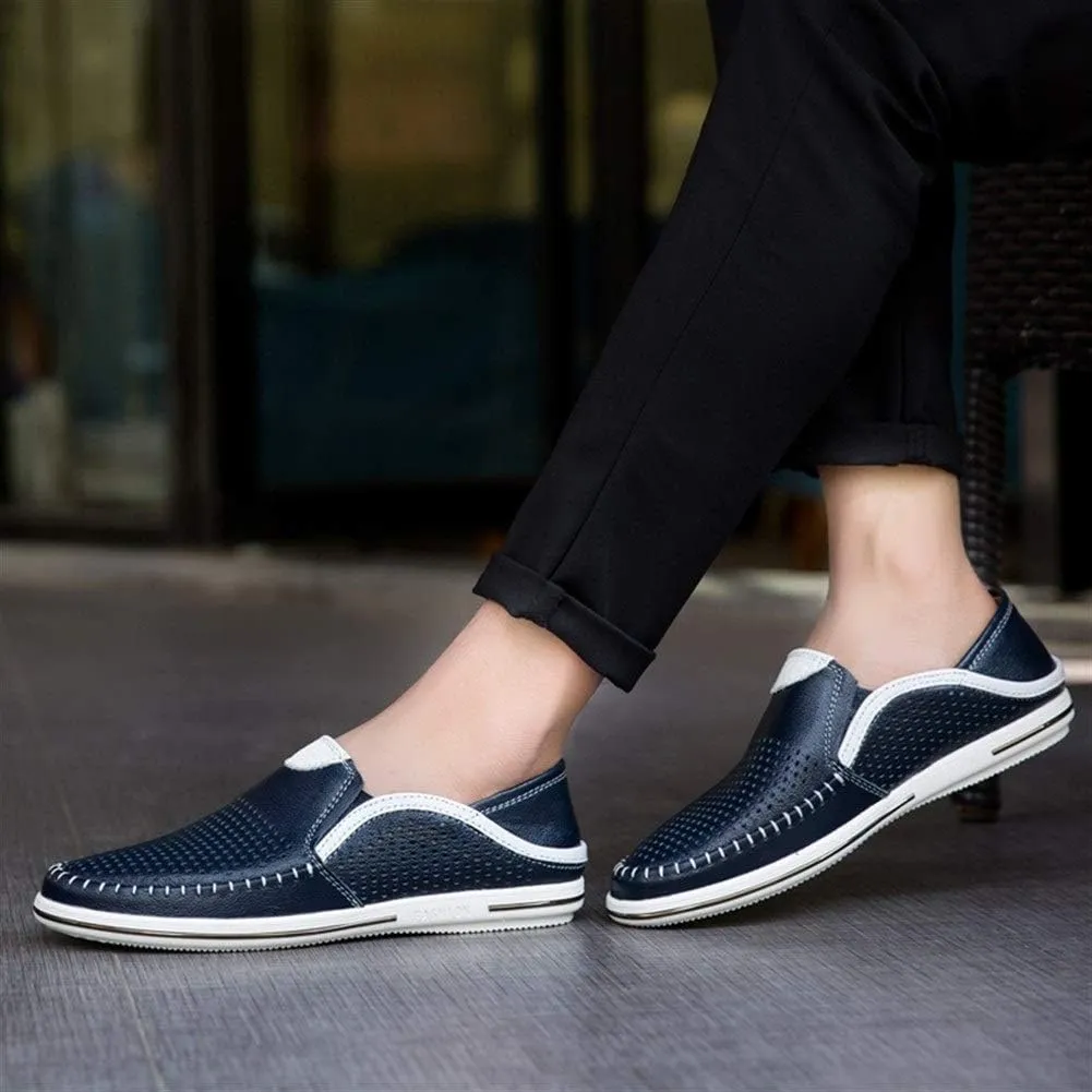 Driving Loafer for Men Boat Moccasins Slip On Style OX Leather Lightweight Breathable Hollow Vamp