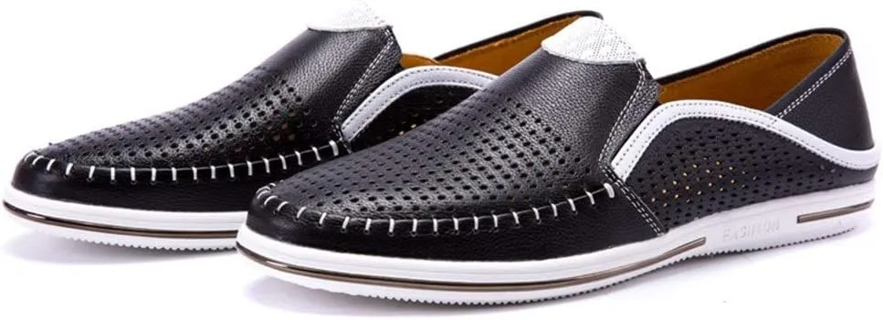 Driving Loafer for Men Boat Moccasins Slip On Style OX Leather Lightweight Breathable Hollow Vamp