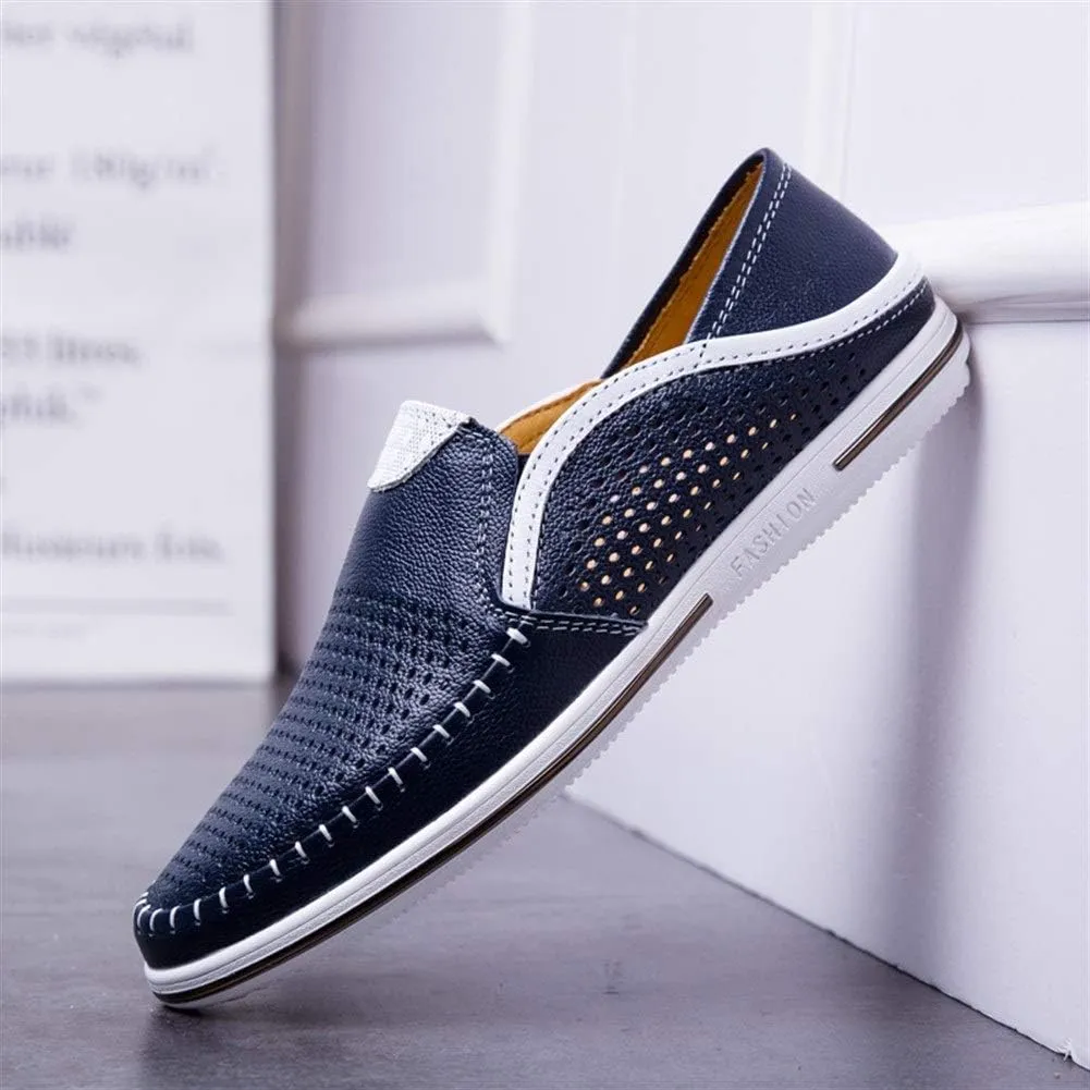 Driving Loafer for Men Boat Moccasins Slip On Style OX Leather Lightweight Breathable Hollow Vamp