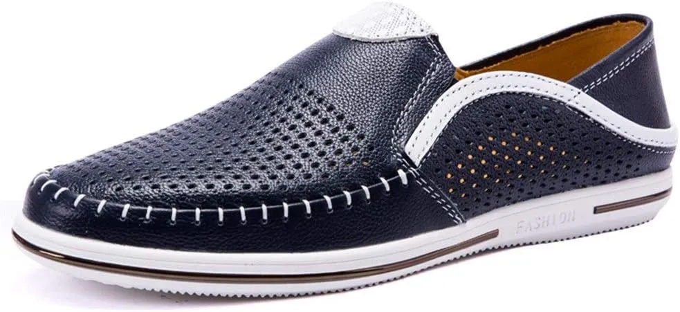 Driving Loafer for Men Boat Moccasins Slip On Style OX Leather Lightweight Breathable Hollow Vamp