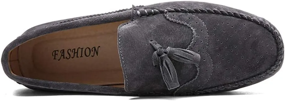 Driving Loafer for Men Boat Moccasins Slip On Style Pigskin Leather Classic Fringe Breathable Solid Color
