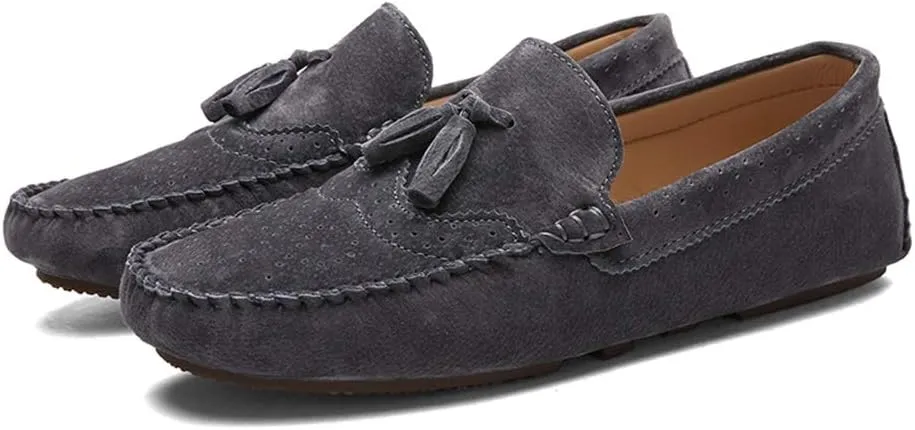 Driving Loafer for Men Boat Moccasins Slip On Style Pigskin Leather Classic Fringe Breathable Solid Color