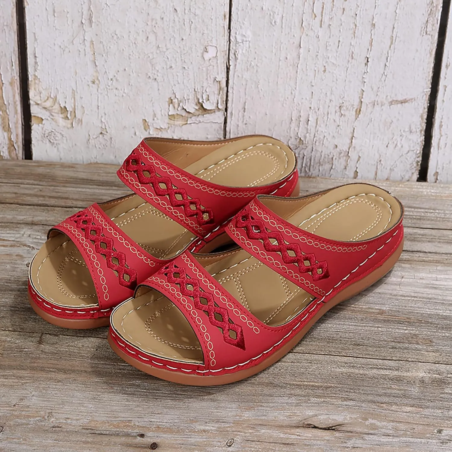 Eduavar Wedge Sandals for Women Dressy, Womens Sandals Comfortable Slip On Sandals Open Toe Slip On Walking Sandals Shoes