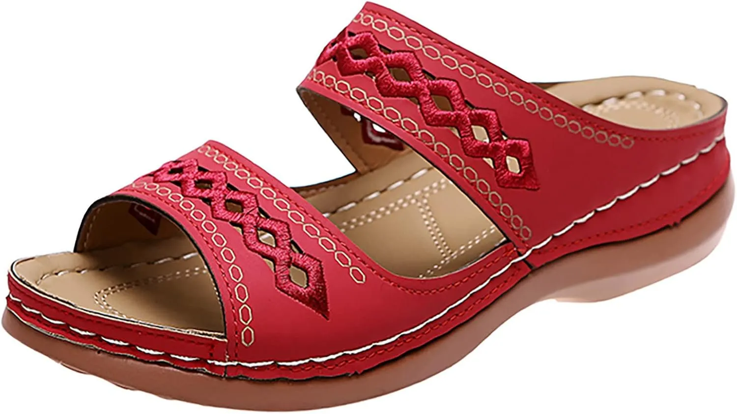 Eduavar Wedge Sandals for Women Dressy, Womens Sandals Comfortable Slip On Sandals Open Toe Slip On Walking Sandals Shoes