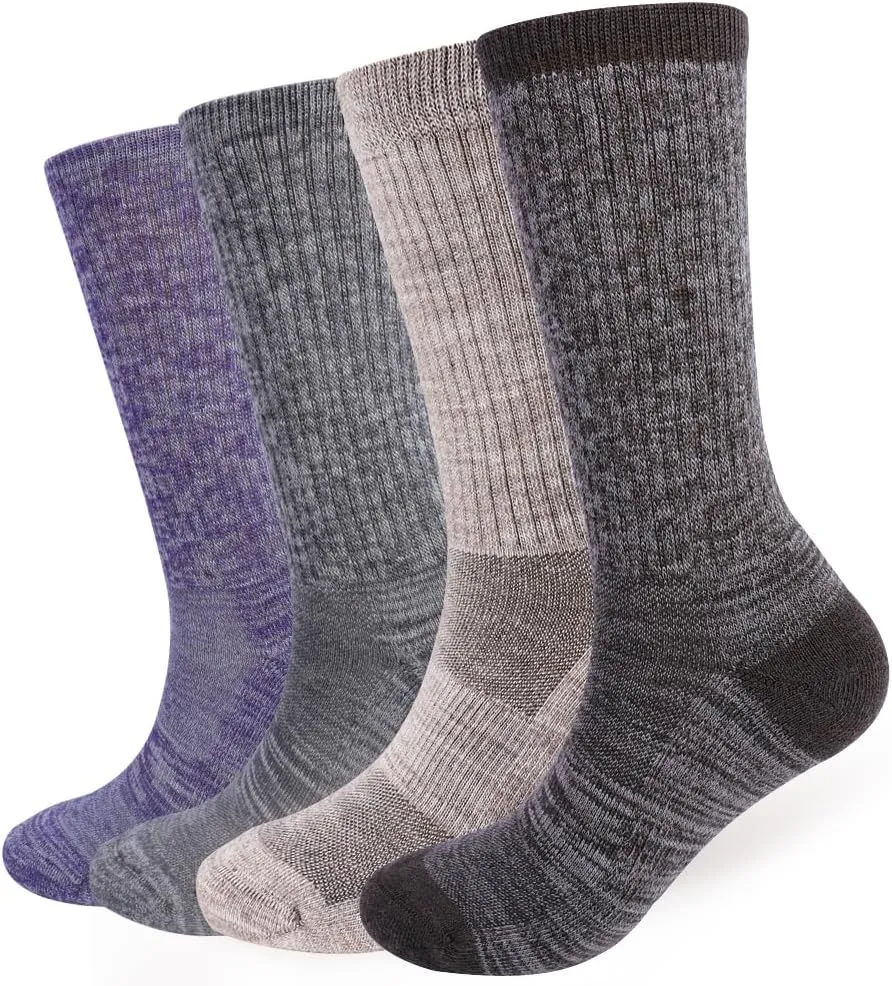 EnerWear Unisex 4/6P Pack Merino Wool Outdoor Hiking Trail Crew Sock