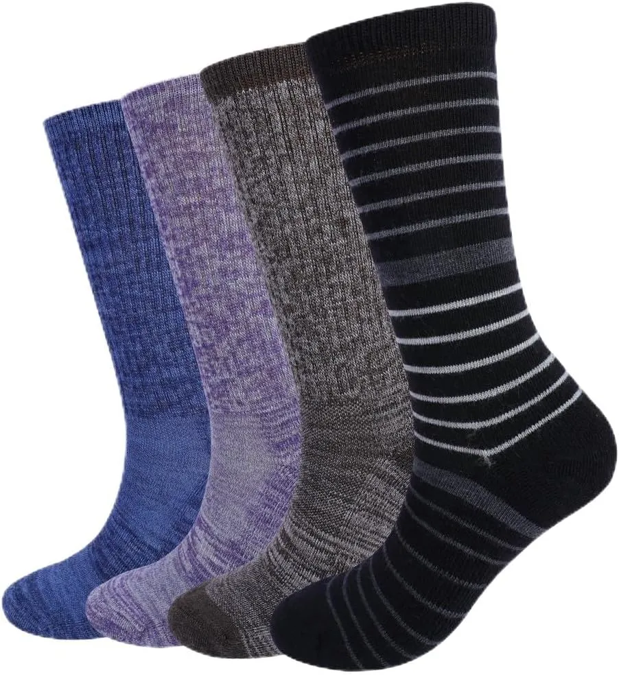 EnerWear Unisex 4/6P Pack Merino Wool Outdoor Hiking Trail Crew Sock