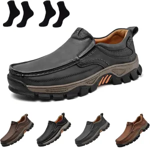 Enjerr Orthopedic Shoes Men, Men's Slip-On Orthopedic Hands-Free Genuine Leather Slip on Loafers, Enjerr Hiking Shoes
