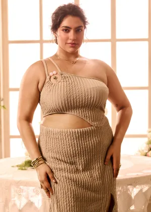Euphemie Beige Knit Embellished Top