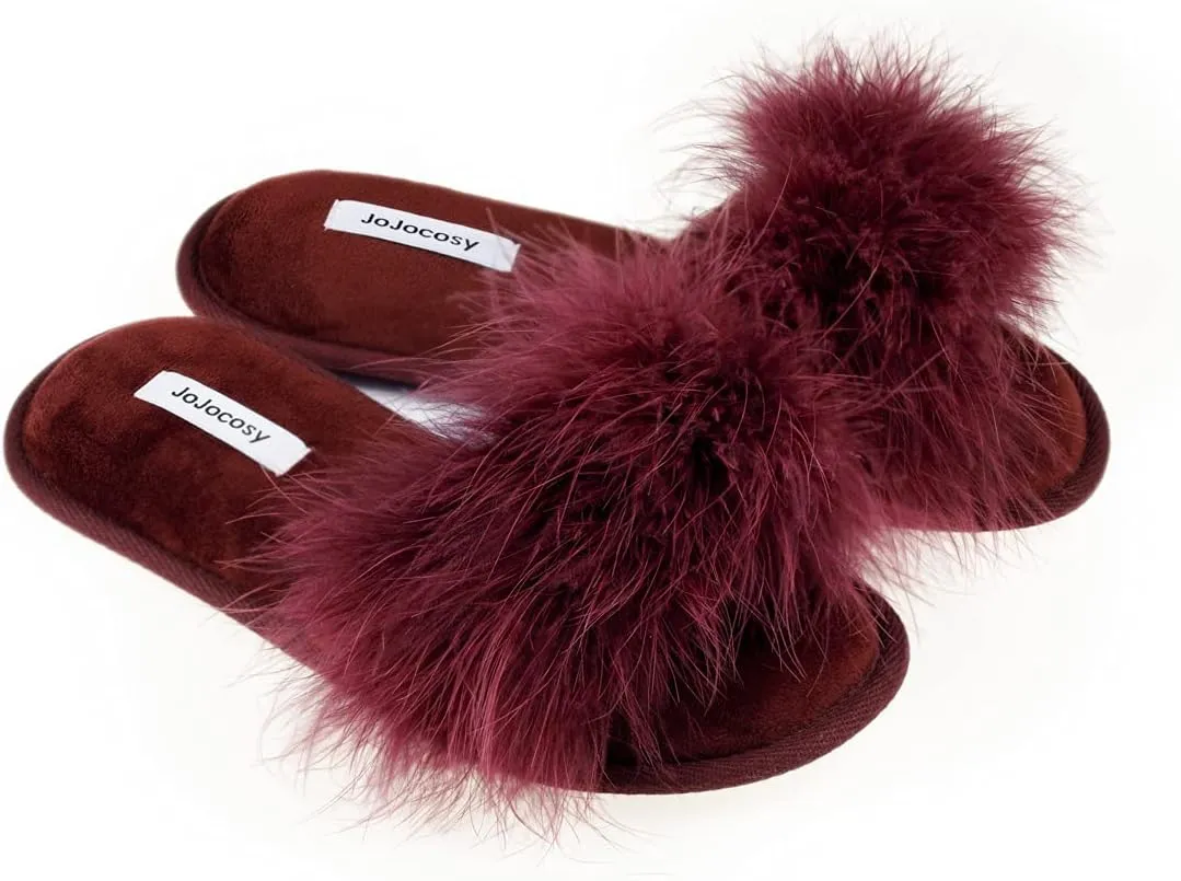 Extreme Plush Lady??s Sexy Slip-on Comfortable Slippers Women??s Fluffy Indoor Open-toe Scuff