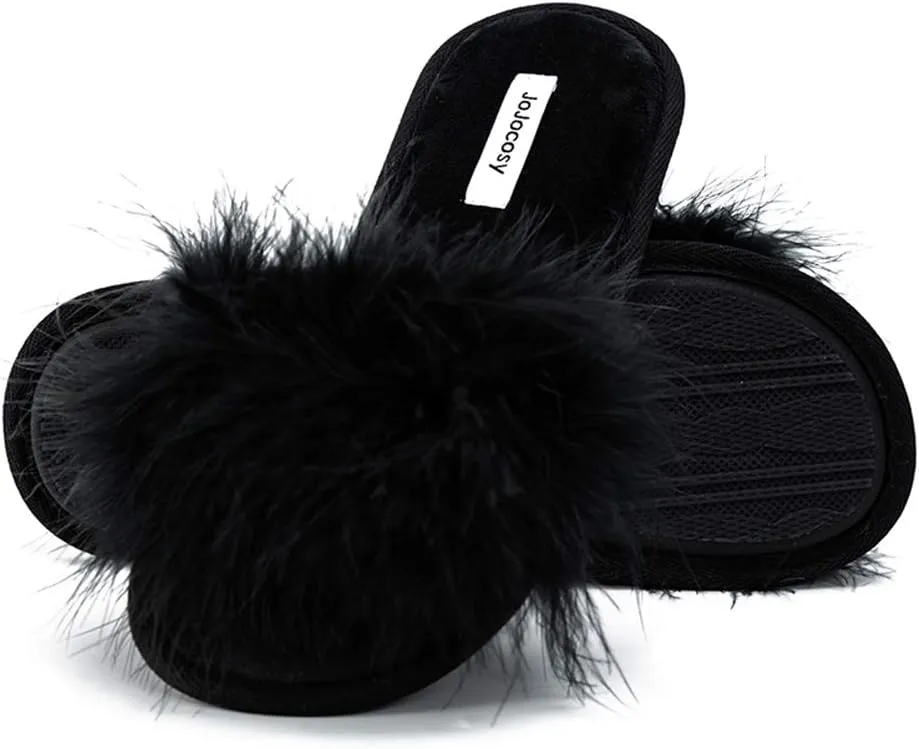 Extreme Plush Lady??s Sexy Slip-on Comfortable Slippers Women??s Fluffy Indoor Open-toe Scuff