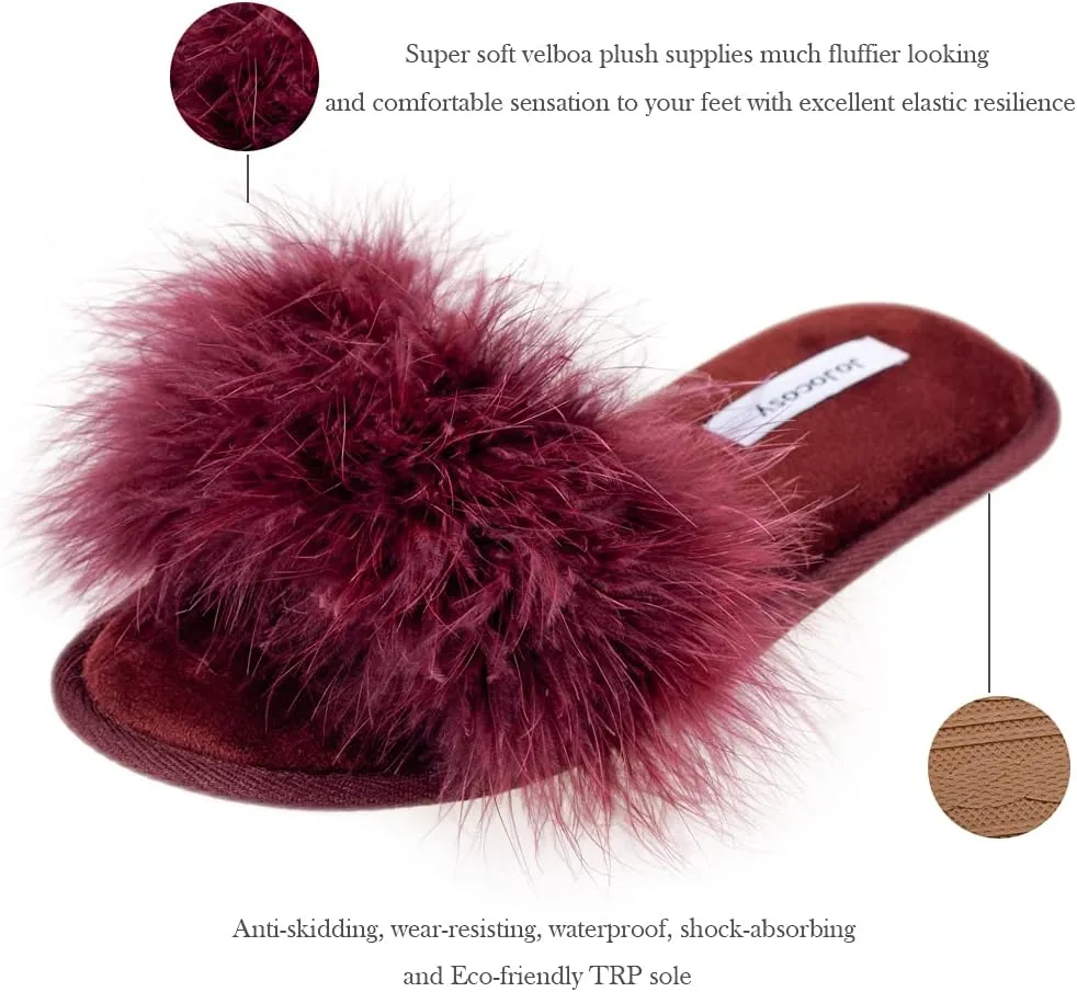 Extreme Plush Lady??s Sexy Slip-on Comfortable Slippers Women??s Fluffy Indoor Open-toe Scuff