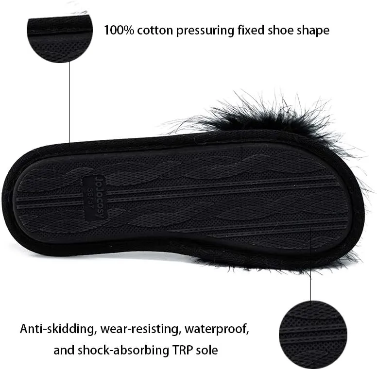 Extreme Plush Lady??s Sexy Slip-on Comfortable Slippers Women??s Fluffy Indoor Open-toe Scuff