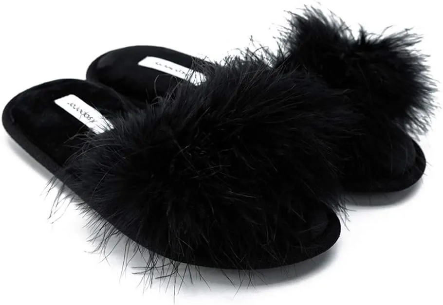 Extreme Plush Lady??s Sexy Slip-on Comfortable Slippers Women??s Fluffy Indoor Open-toe Scuff