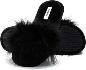 Extreme Plush Lady??s Sexy Slip-on Comfortable Slippers Women??s Fluffy Indoor Open-toe Scuff
