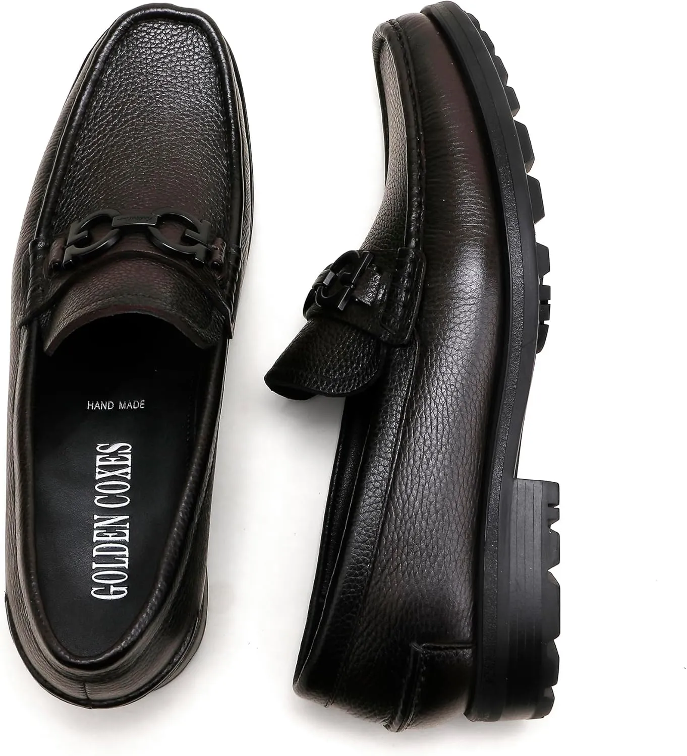 Fashion Leather Loafers for Mens, Classic Buckle Slip On Dress Shoes for Mens Casual Party Shoes Business Slip-on Dress Loafers