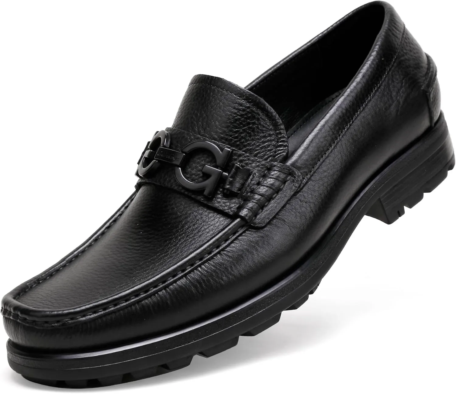 Fashion Leather Loafers for Mens, Classic Buckle Slip On Dress Shoes for Mens Casual Party Shoes Business Slip-on Dress Loafers