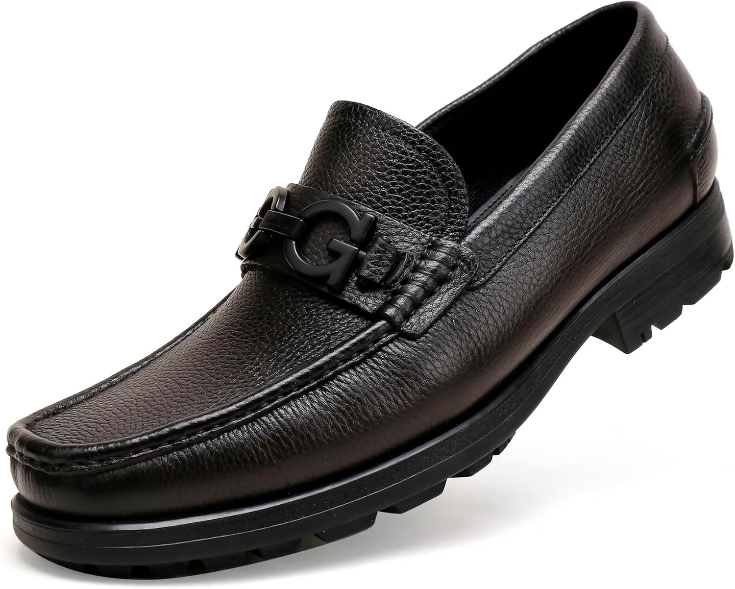 Fashion Leather Loafers for Mens, Classic Buckle Slip On Dress Shoes for Mens Casual Party Shoes Business Slip-on Dress Loafers