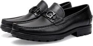 Fashion Leather Loafers for Mens, Classic Buckle Slip On Dress Shoes for Mens Casual Party Shoes Business Slip-on Dress Loafers