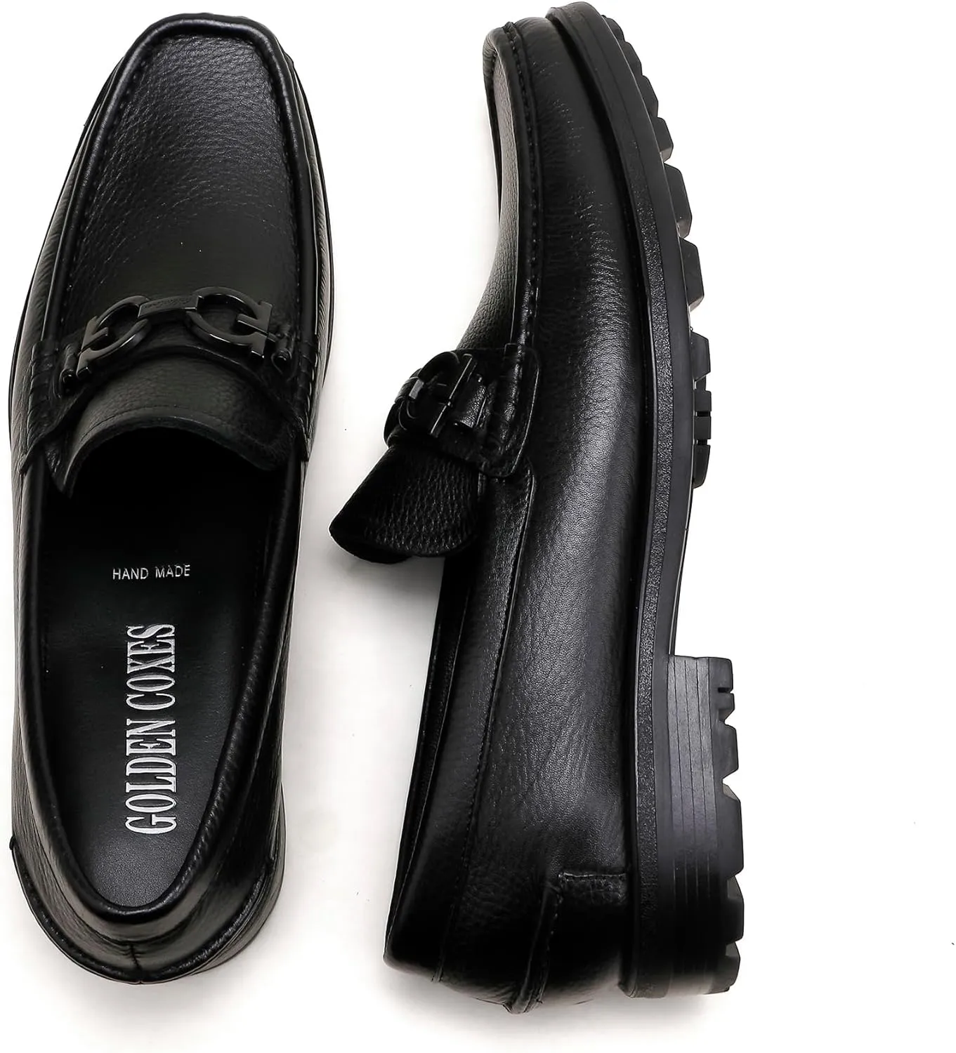 Fashion Leather Loafers for Mens, Classic Buckle Slip On Dress Shoes for Mens Casual Party Shoes Business Slip-on Dress Loafers
