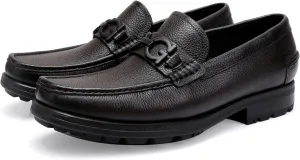 Fashion Leather Loafers for Mens, Classic Buckle Slip On Dress Shoes for Mens Casual Party Shoes Business Slip-on Dress Loafers
