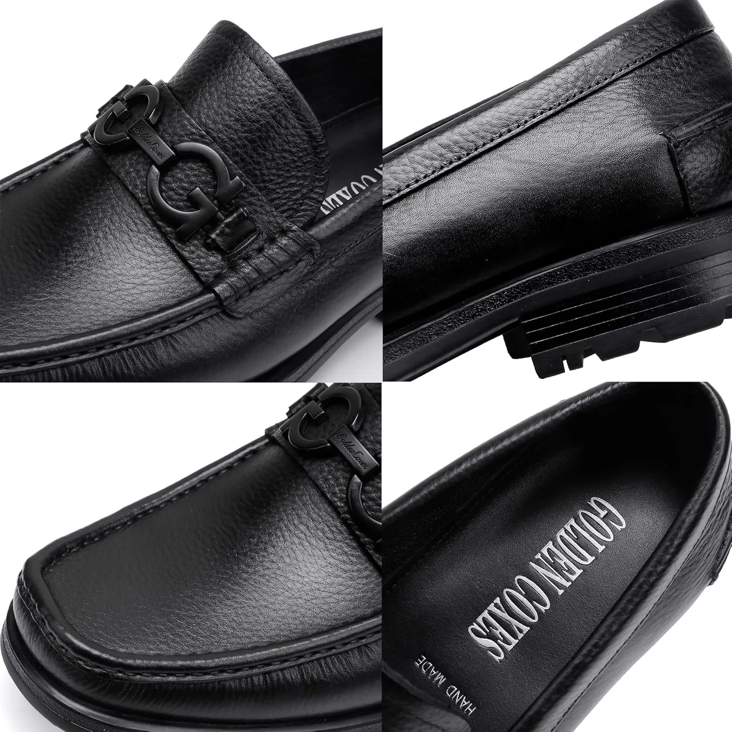 Fashion Leather Loafers for Mens, Classic Buckle Slip On Dress Shoes for Mens Casual Party Shoes Business Slip-on Dress Loafers