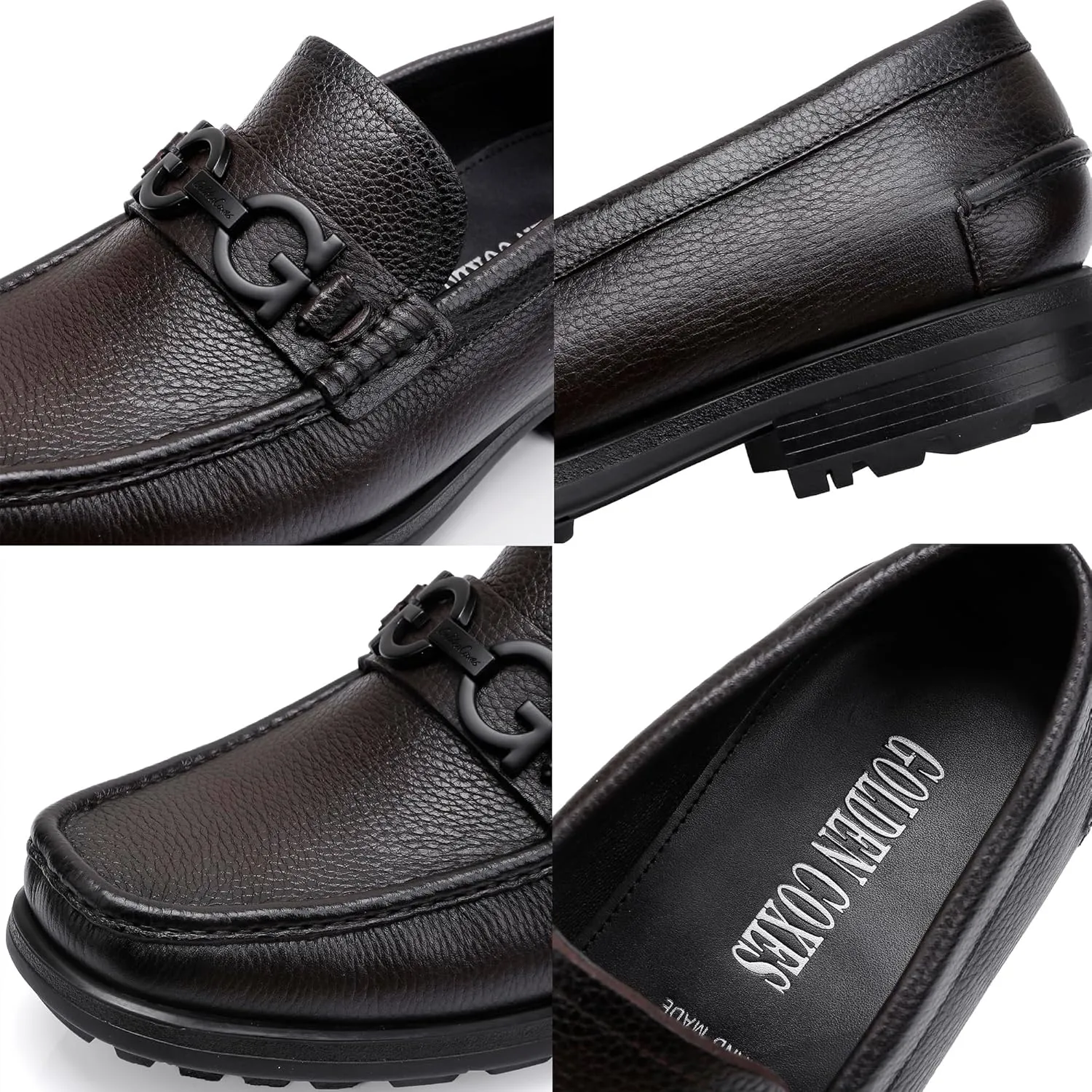 Fashion Leather Loafers for Mens, Classic Buckle Slip On Dress Shoes for Mens Casual Party Shoes Business Slip-on Dress Loafers