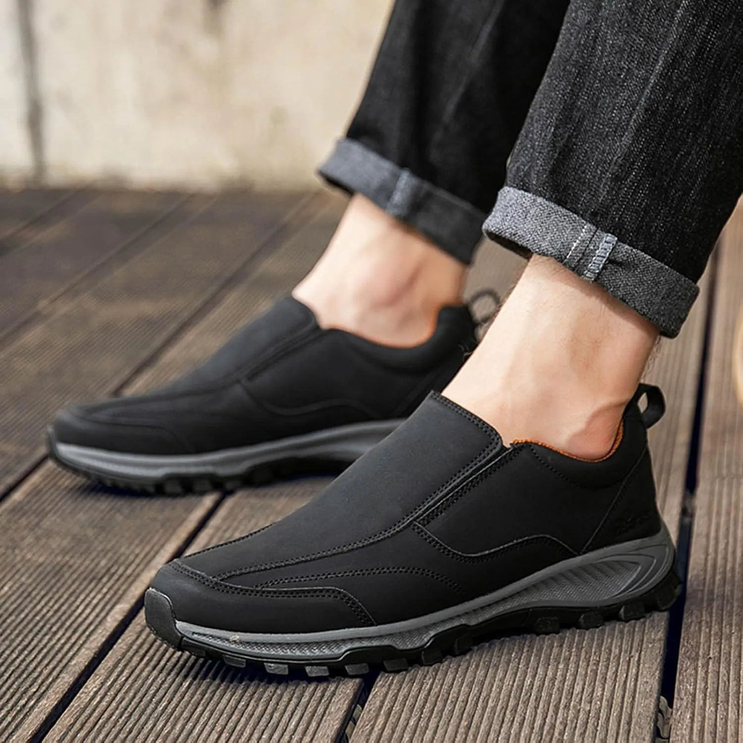 Fashion Sneakers Casual Shoe for Men Men's Fashion Leather Slip On Outdoor Hiking Shoes Leisure Sports Hiking Shoes