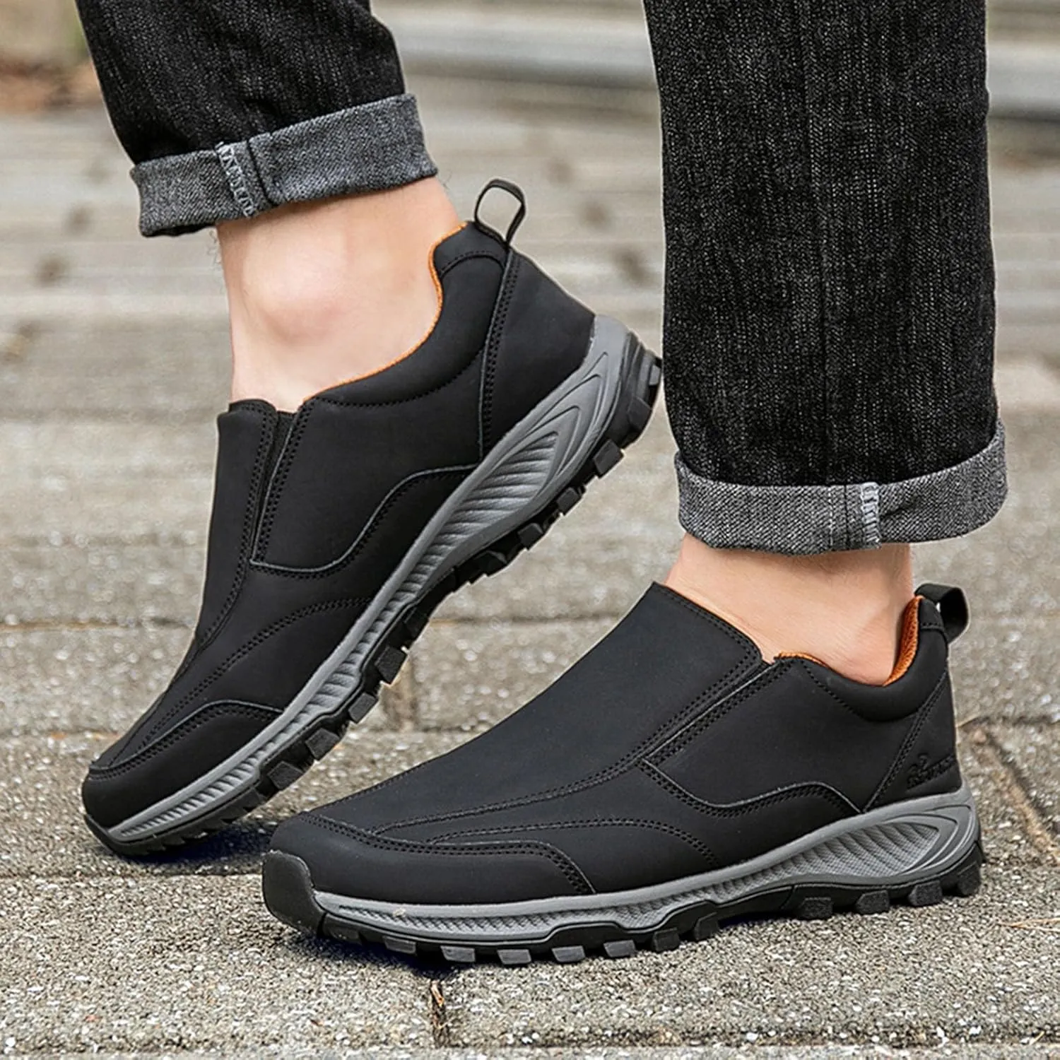 Fashion Sneakers Casual Shoe for Men Men's Fashion Leather Slip On Outdoor Hiking Shoes Leisure Sports Hiking Shoes