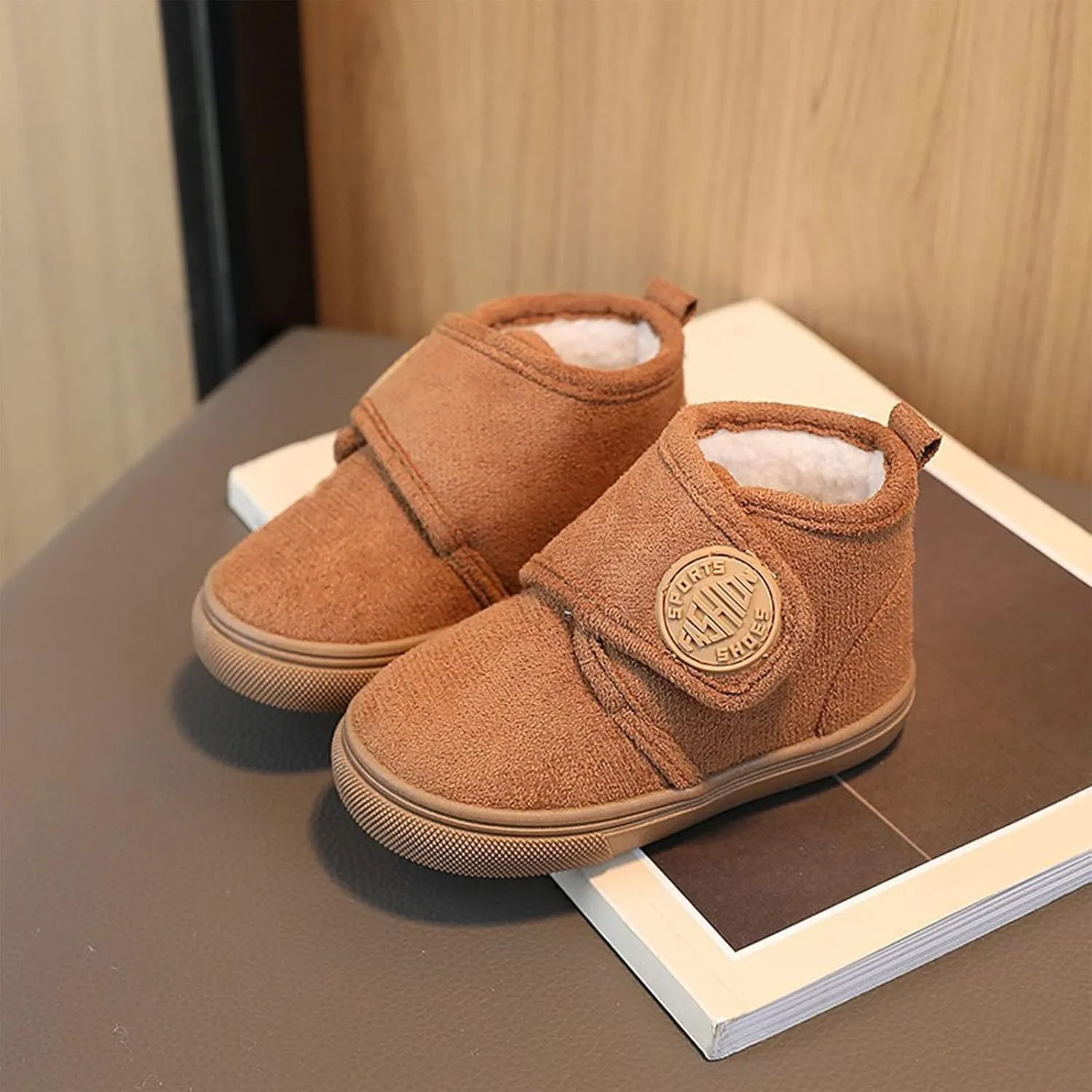 Fashion Winter Children Boots Boys and Girls Flat Bottoms Non Slip Solid Color Plush Warm Hook Loop Sugar Boots Toddler