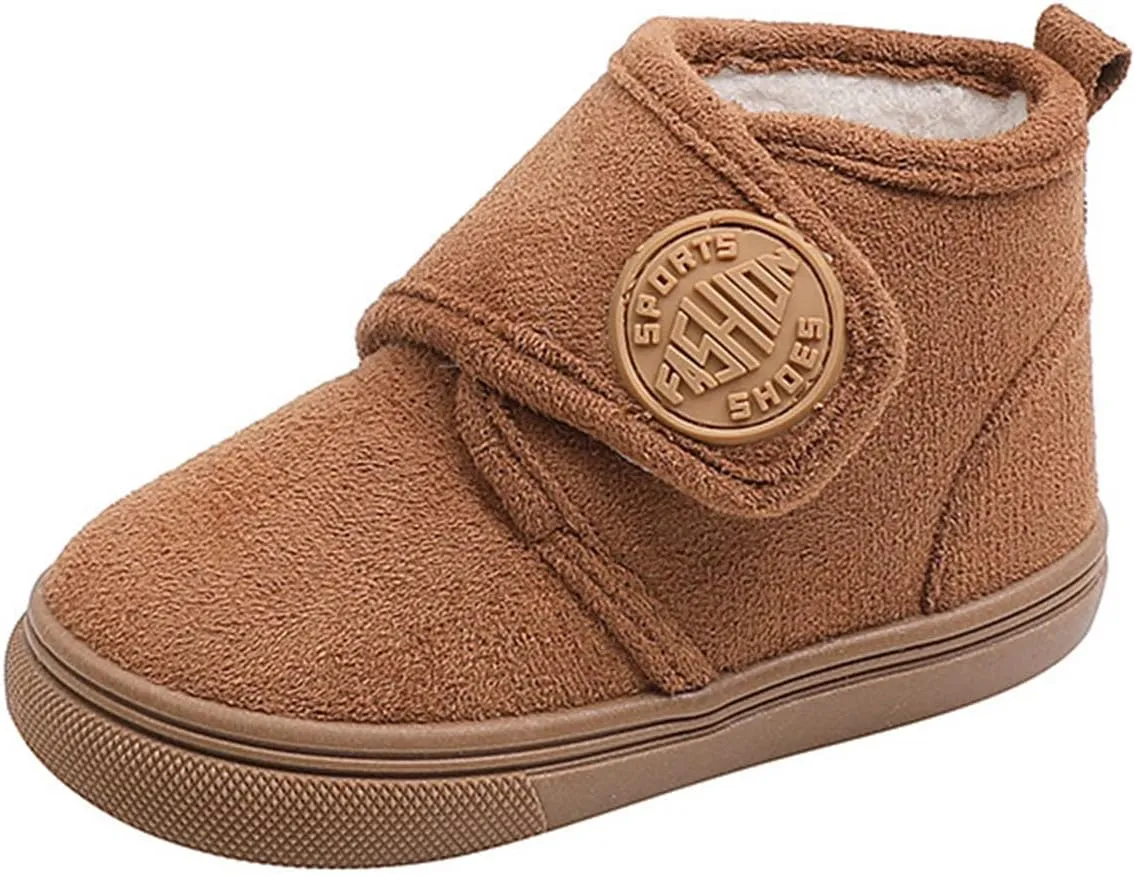 Fashion Winter Children Boots Boys and Girls Flat Bottoms Non Slip Solid Color Plush Warm Hook Loop Sugar Boots Toddler