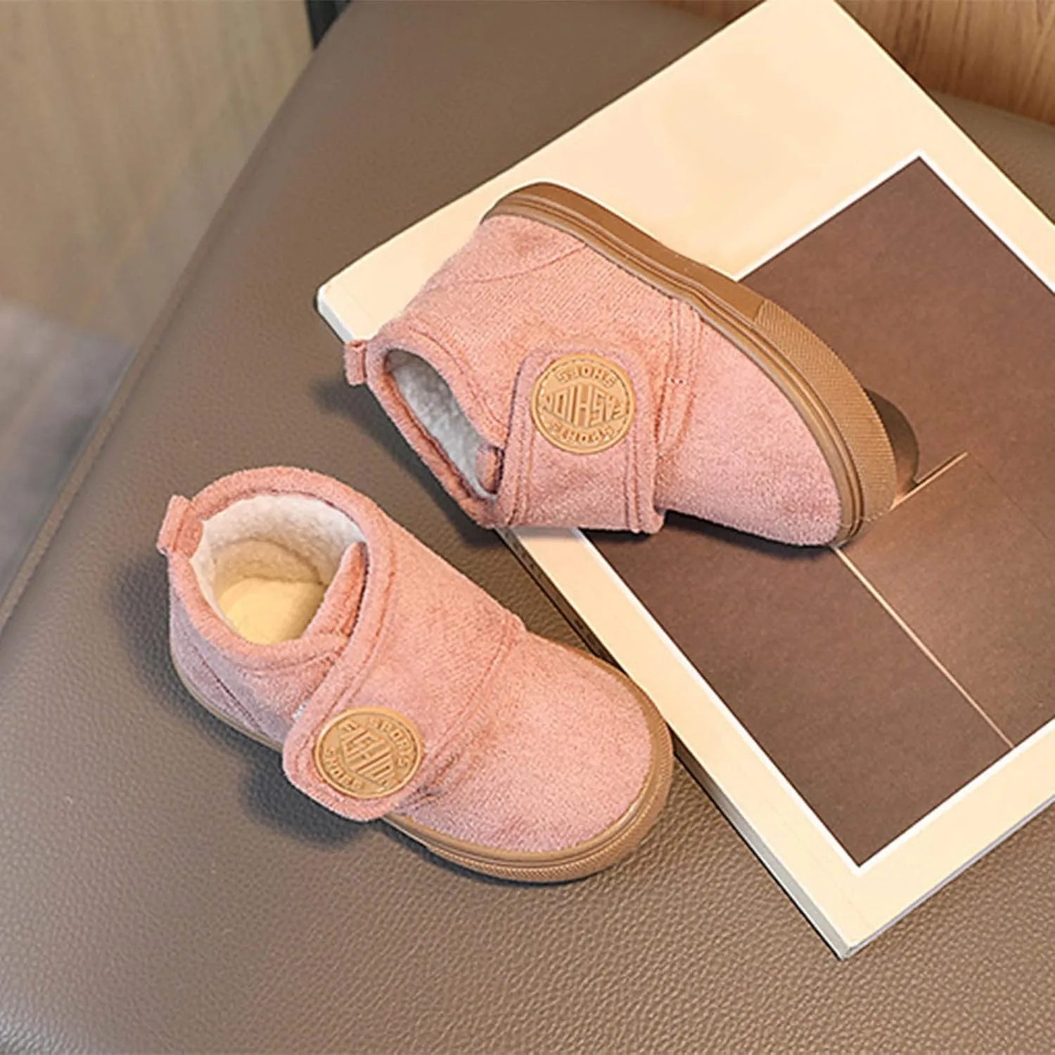 Fashion Winter Children Boots Boys and Girls Flat Bottoms Non Slip Solid Color Plush Warm Hook Loop Sugar Boots Toddler
