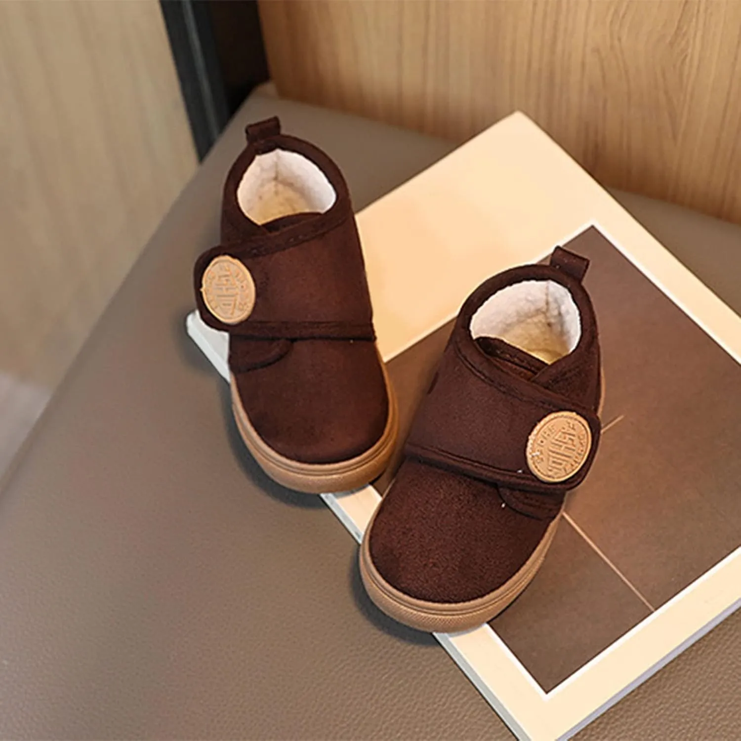 Fashion Winter Children Boots Boys and Girls Flat Bottoms Non Slip Solid Color Plush Warm Hook Loop Sugar Boots Toddler