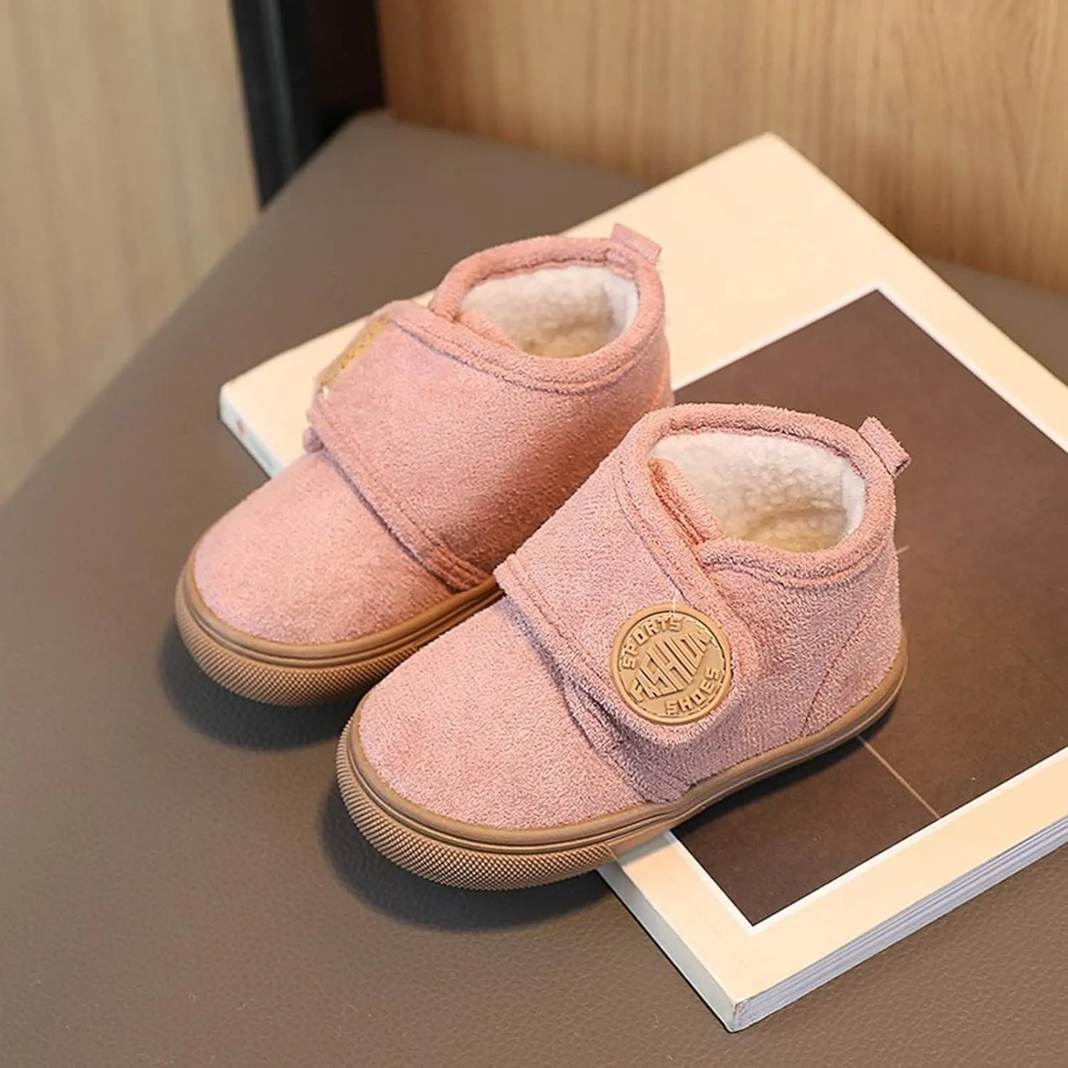 Fashion Winter Children Boots Boys and Girls Flat Bottoms Non Slip Solid Color Plush Warm Hook Loop Sugar Boots Toddler