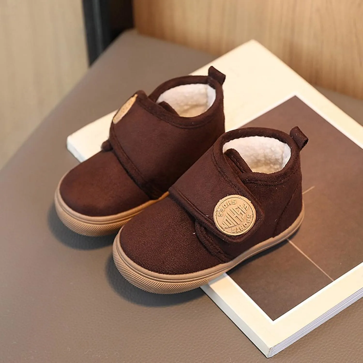 Fashion Winter Children Boots Boys and Girls Flat Bottoms Non Slip Solid Color Plush Warm Hook Loop Sugar Boots Toddler