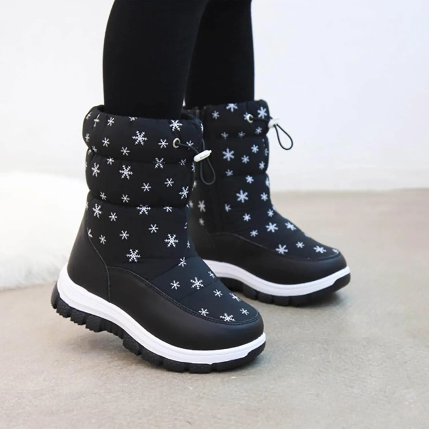 Fashion Winter Children Snow Boots for Boys and Girls Thick Soles Non Slip and Upper Mid Calf Boots Side Ski Boots