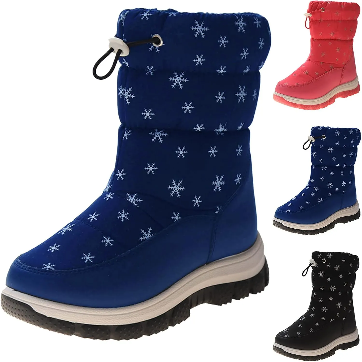 Fashion Winter Children Snow Boots for Boys and Girls Thick Soles Non Slip and Upper Mid Calf Boots Side Ski Boots
