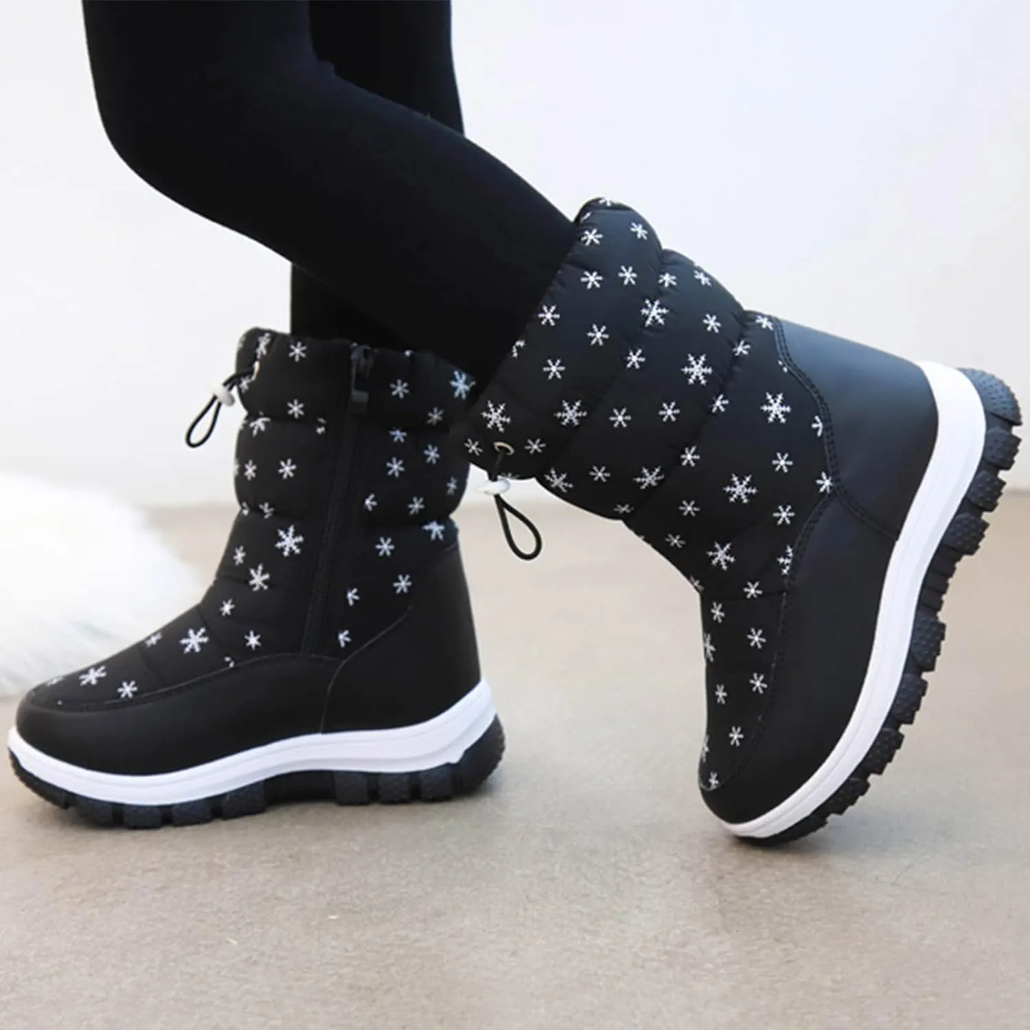Fashion Winter Children Snow Boots for Boys and Girls Thick Soles Non Slip and Upper Mid Calf Boots Side Ski Boots