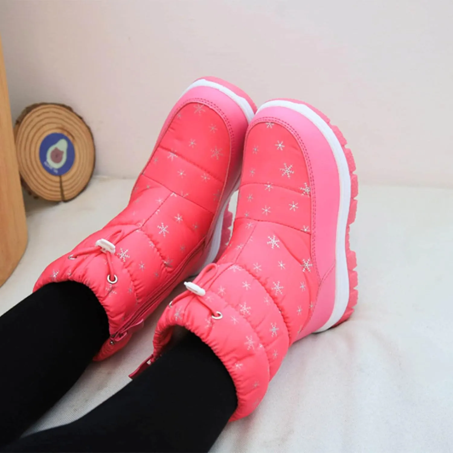 Fashion Winter Children Snow Boots for Boys and Girls Thick Soles Non Slip and Upper Mid Calf Boots Side Ski Boots