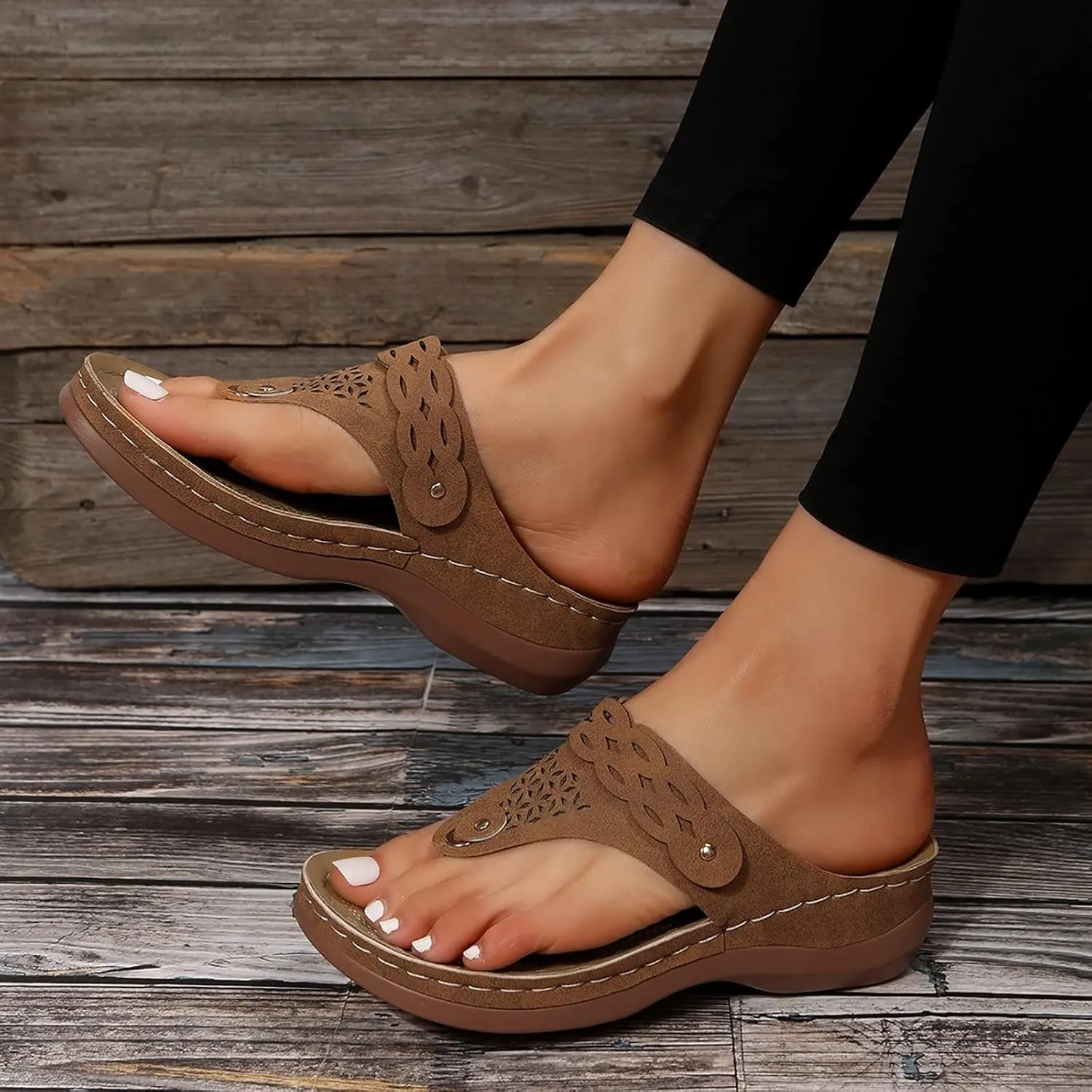 Flip Flops for Women 2025 Open Toe Orthopedic Sandals Slip On Soft Cushion Slippers Plantar Fasciitis Arch Support Shoes Comfort Hollow Out Vamp Summer Sandals Casual Vacation Beach Mules